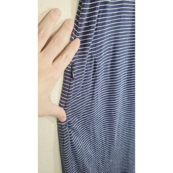 Toad&Co Striped Sleeveless Midi Dress‎ Women's Medium Blue White Eco Sustainable - Picture 3 of 6